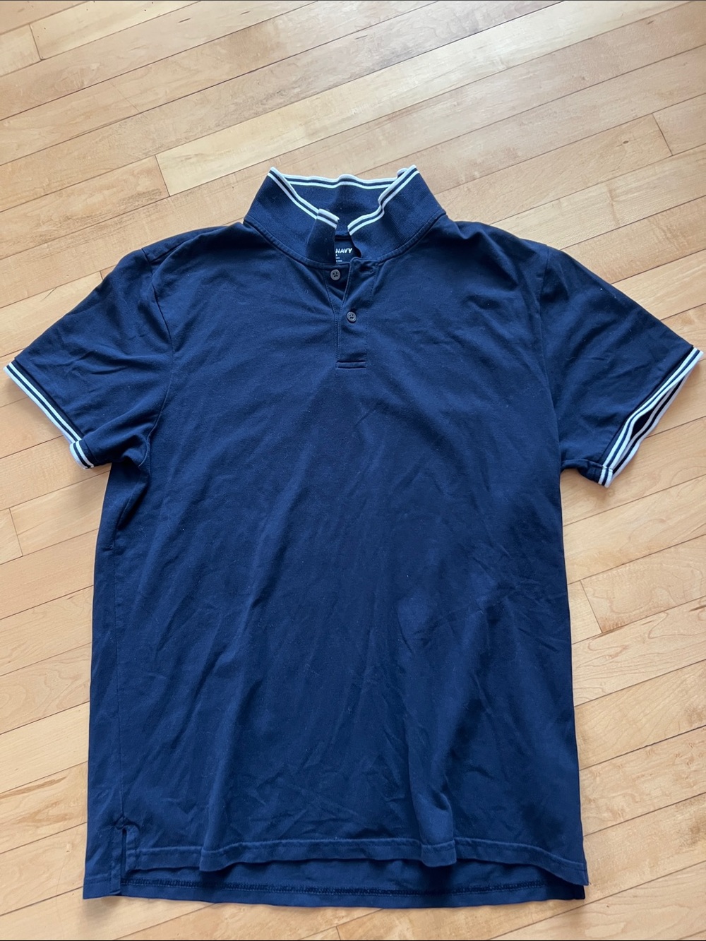 Old Navy Navy Polo with White-Trim Stripe Collar
